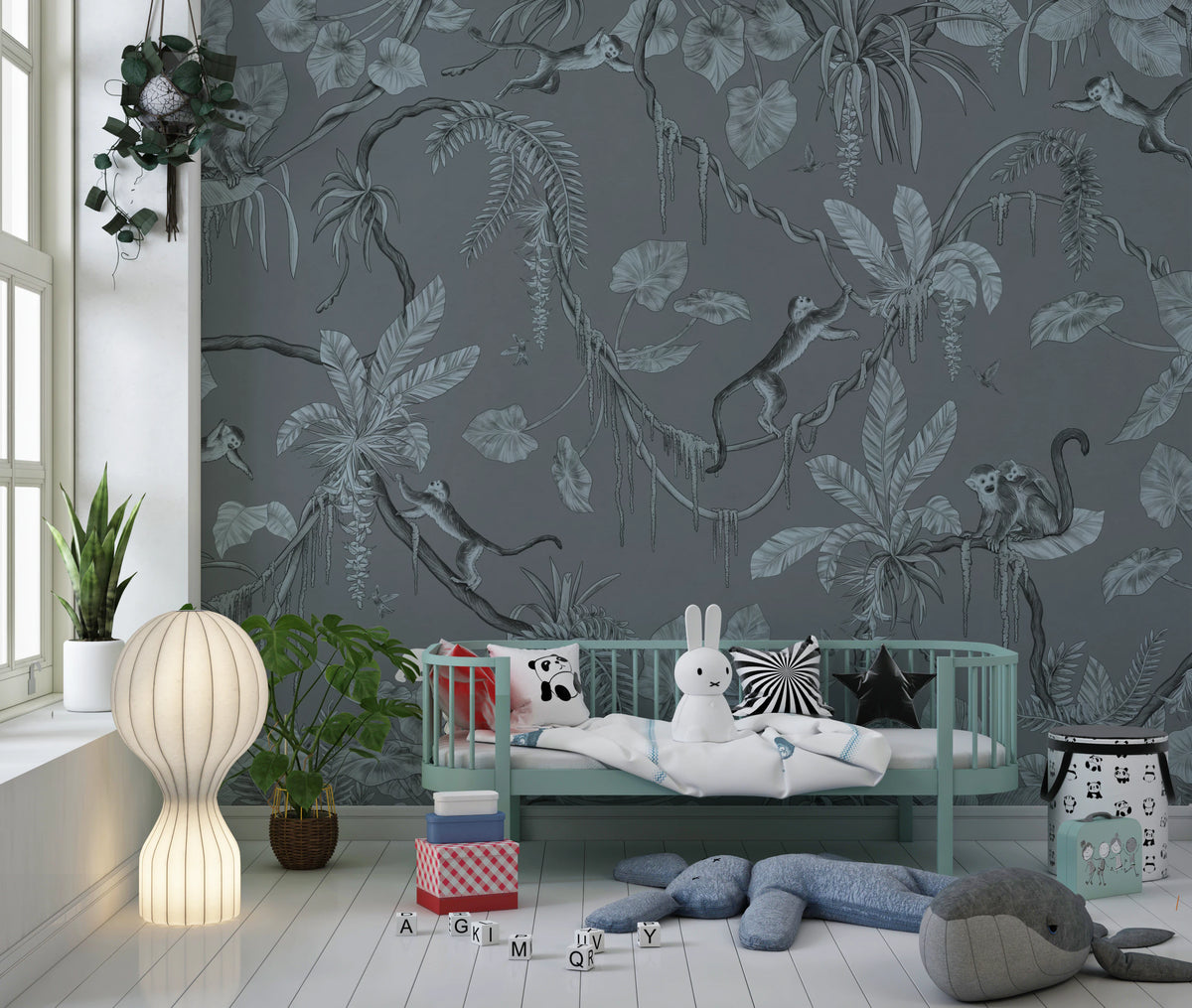 Jungle Sketch - Blue Serenity Wall Mural