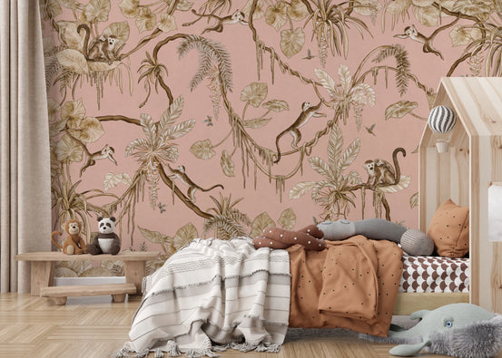Monkey Grove Blush  Wall Mural