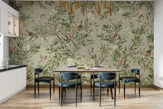 Birds & Blooms Wall Mural