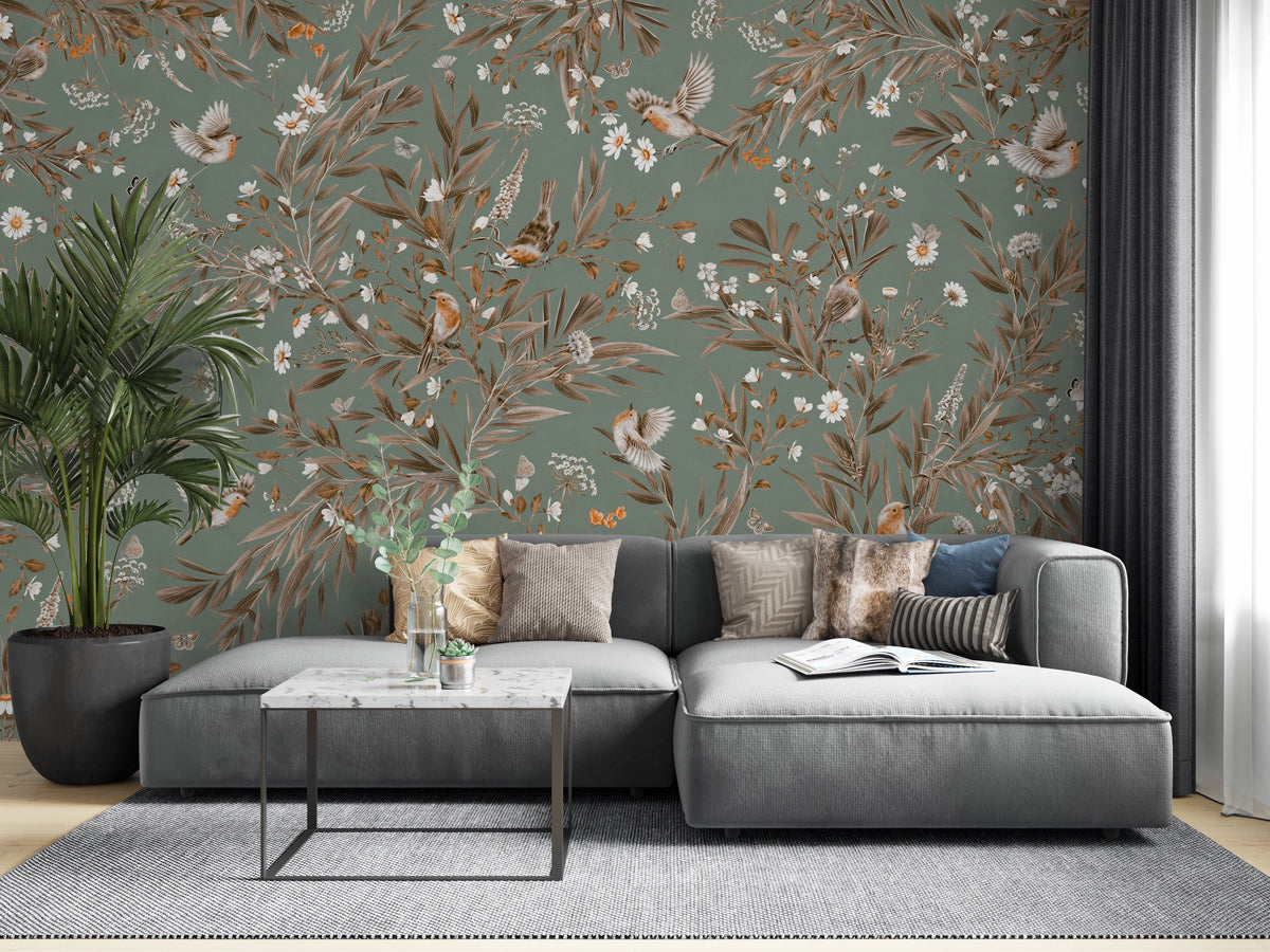 Birds & Blooms Symphony Wall Mural