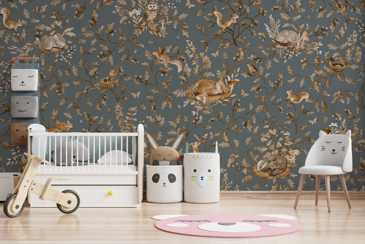 Rustic Forest Motif Wall Mural