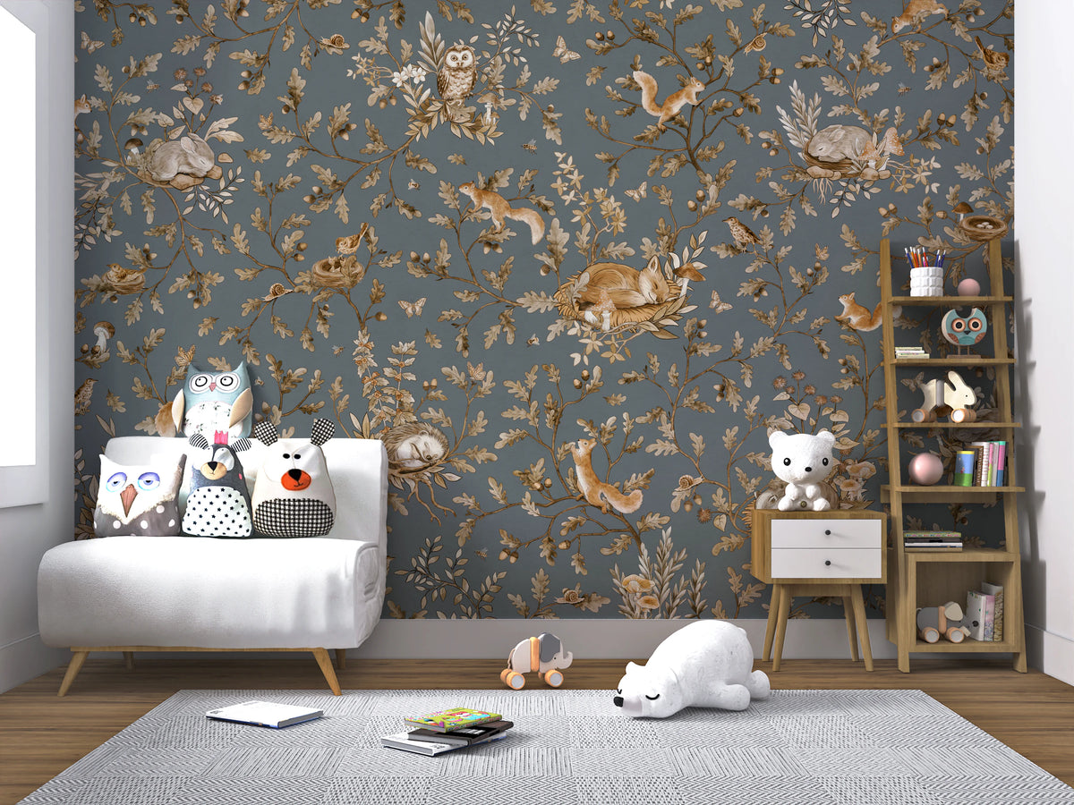 Rustic Forest Motif Wall Mural