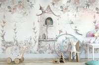 Dreamy princess castle mural for kids
