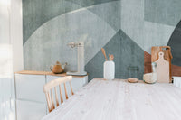 Geometric pattern wall mural with soft tones
