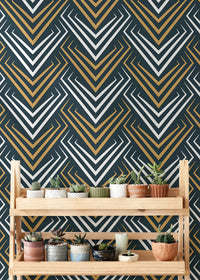 Stylish vintage yellow and white Deco wall decor.