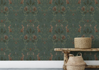 Woodland animal wallpaper in a Victorian-inspired design
