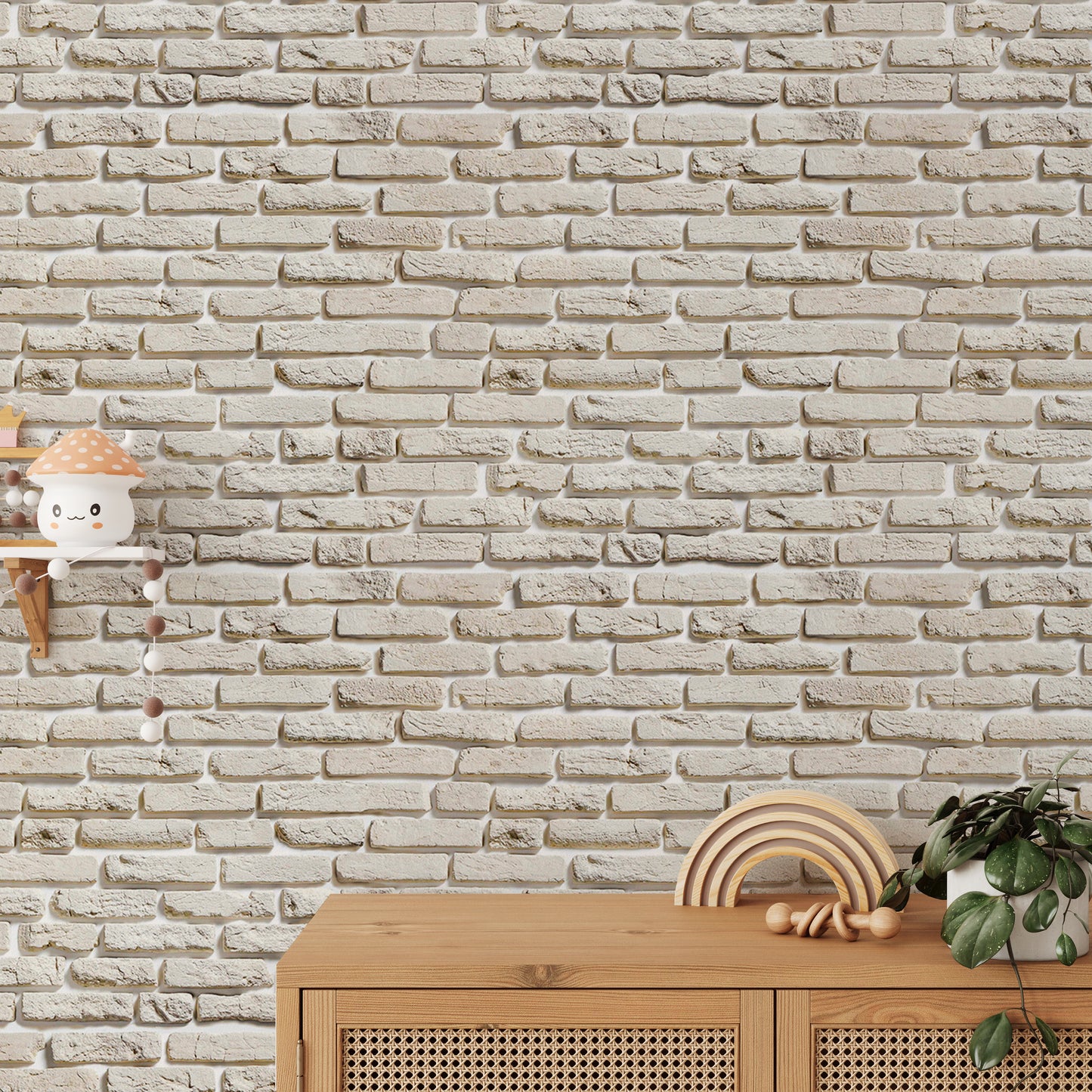 Old Vintage White Color Brick Wallpaper For Walls