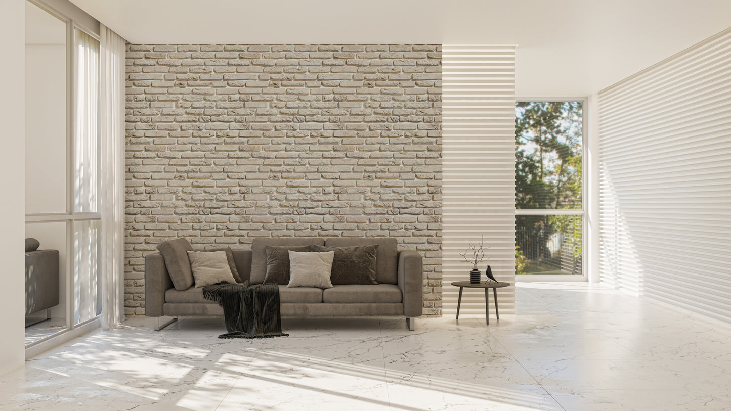 Old Vintage White Color Brick Wallpaper For Walls