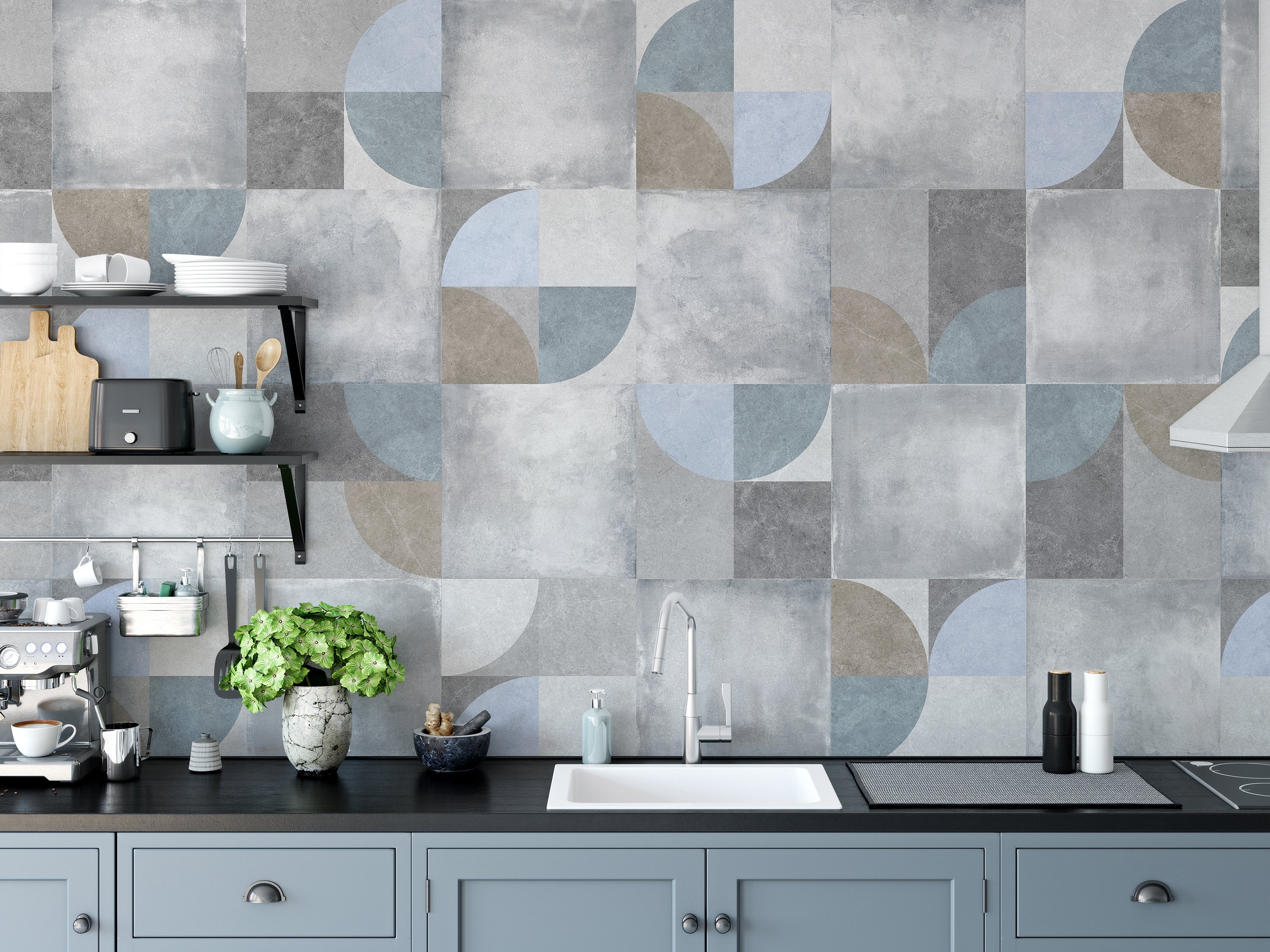 Trendy contemporary circles wallpaper decor
