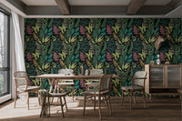 Tropical wallpaper featuring intricate botanical details