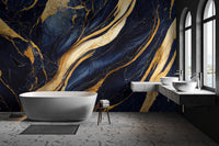 Royal blue marble wallpaper for stylish walls
