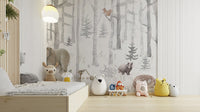 Winter Wildlife Wall Mural for a cozy, rustic feel