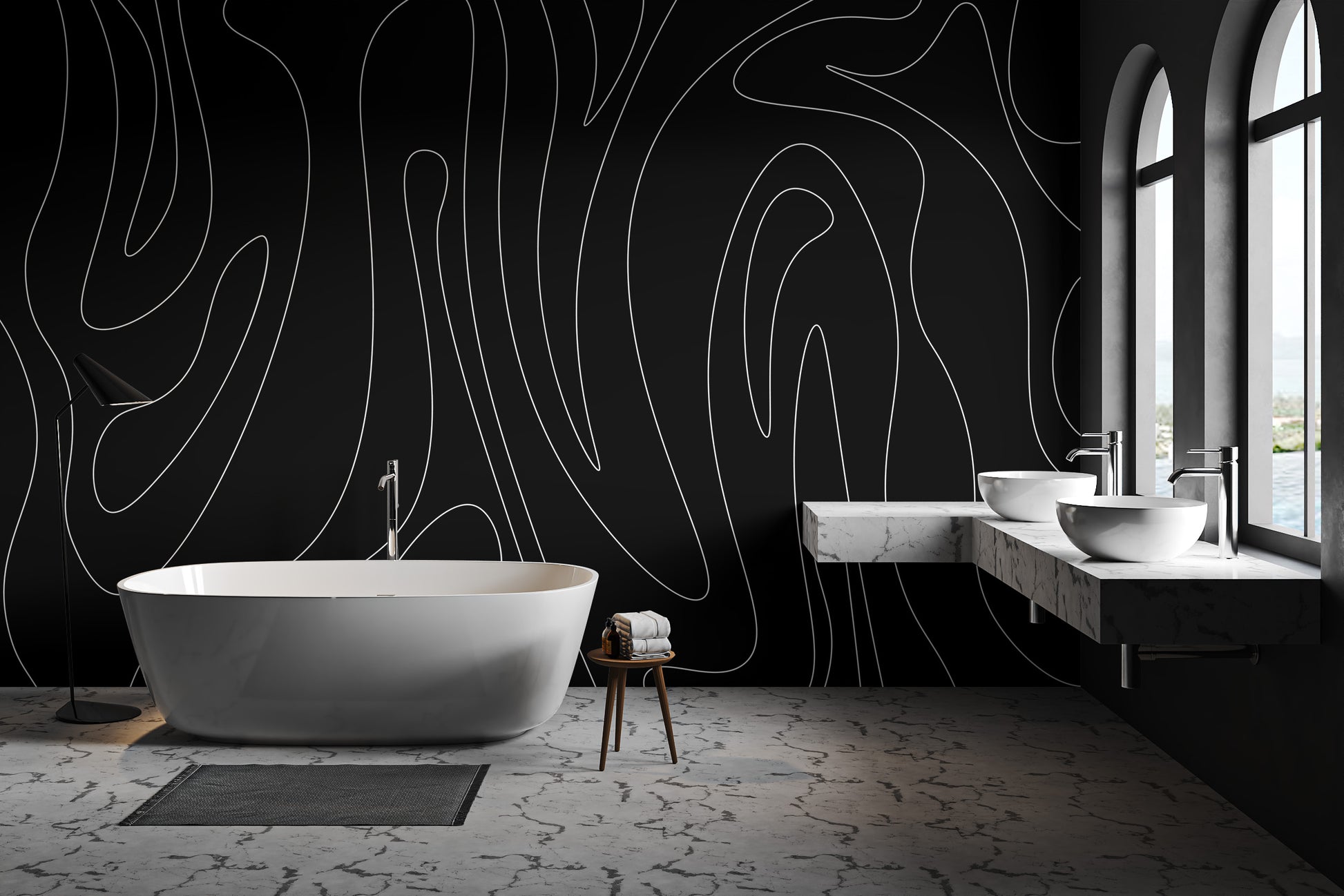 Minimalist black and white abstract wallpaper for walls
