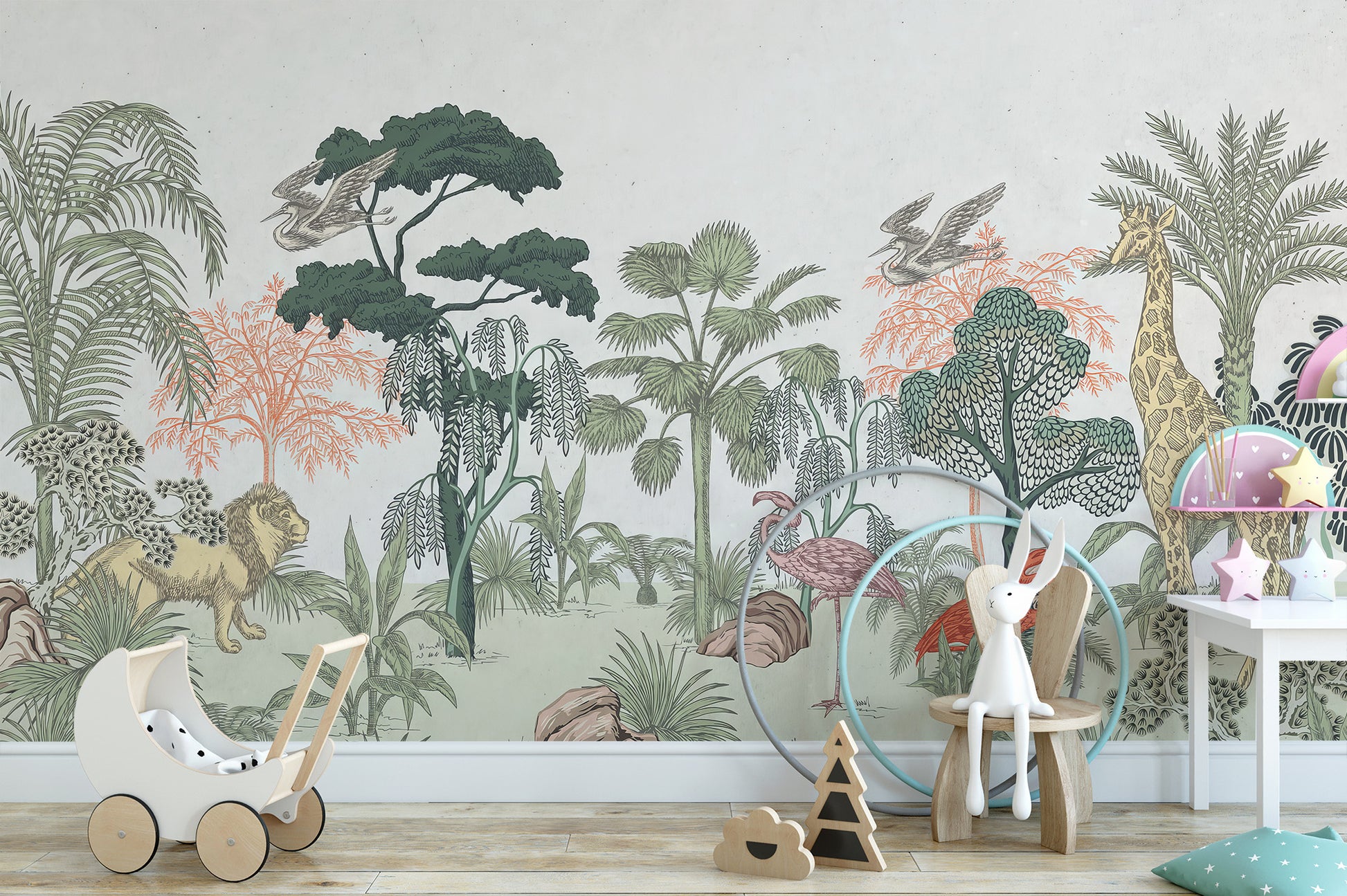 Fun and colorful jungle animals for kids' walls
