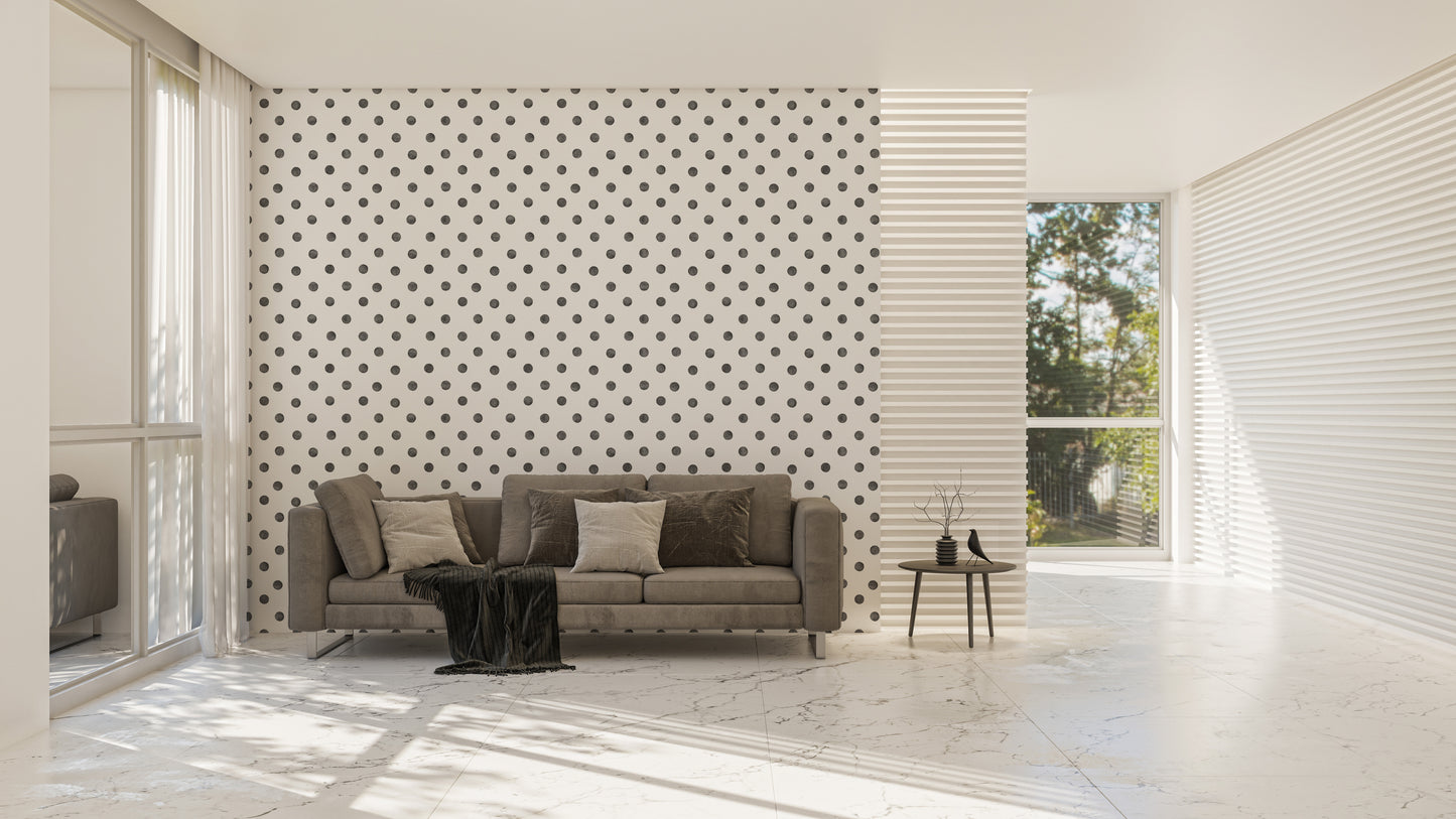 Polka Dots Black Watercolor Seamless Pattern Wallpaper