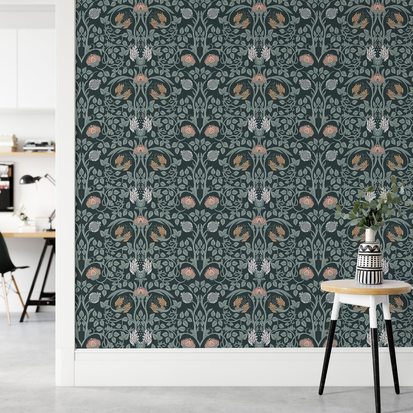 Dark Color Floral Vintage Seamless Pattern Retro Wallpaper