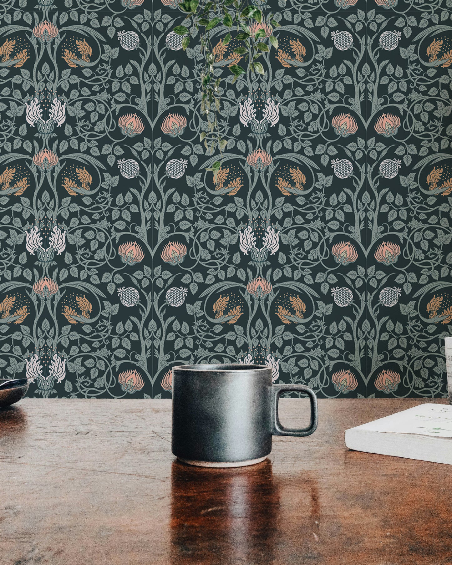 Dark Color Floral Vintage Seamless Pattern Retro Wallpaper