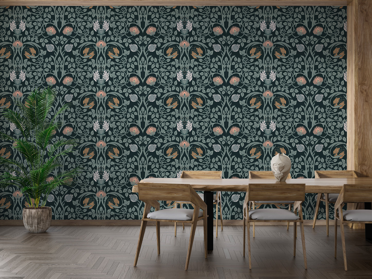 Dark Color Floral Vintage Seamless Pattern Retro Wallpaper
