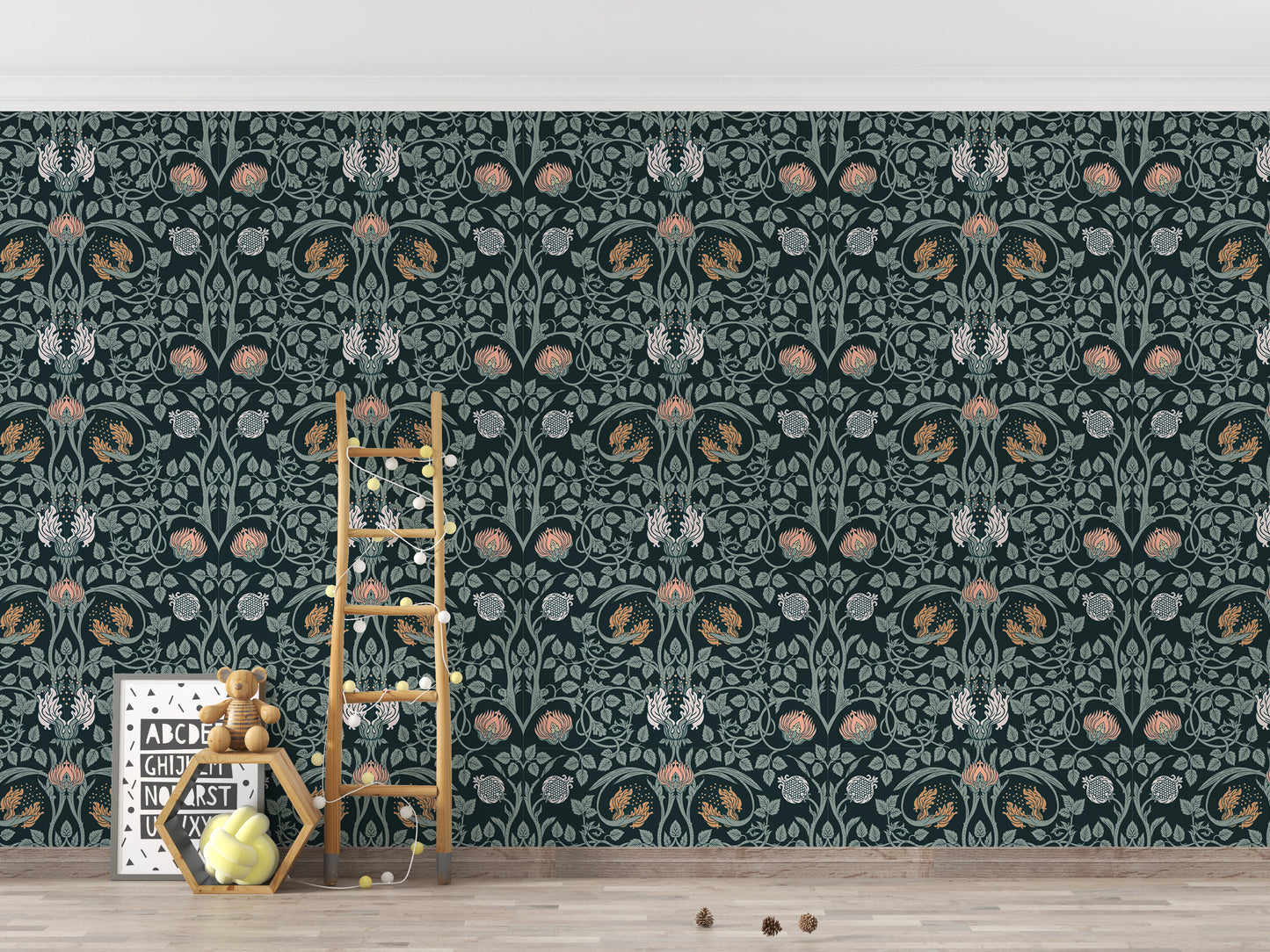 Dark Color Floral Vintage Seamless Pattern Retro Wallpaper