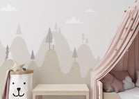 Scenic mountain retreat wallpaper for kids
