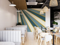 Modern abstract striped wallpaper with alternating green and cream tones