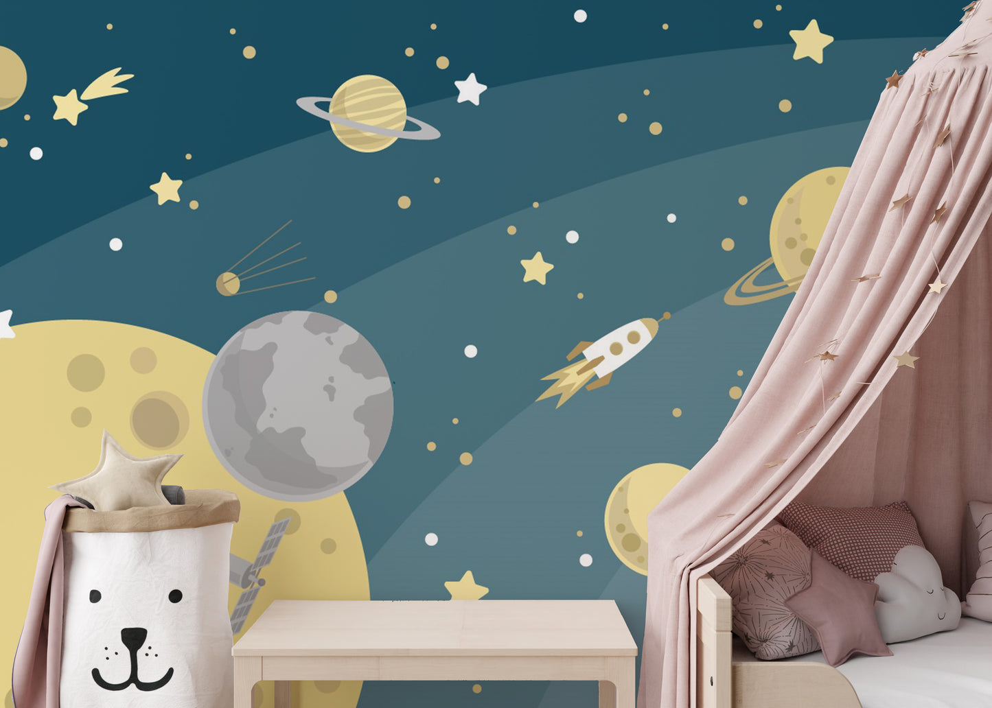 Planets and stars wallpaper design
