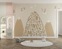 Wallpaper mural featuring brown mountain peaks
