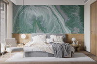 Artistic green marble mural for luxurious wall design
