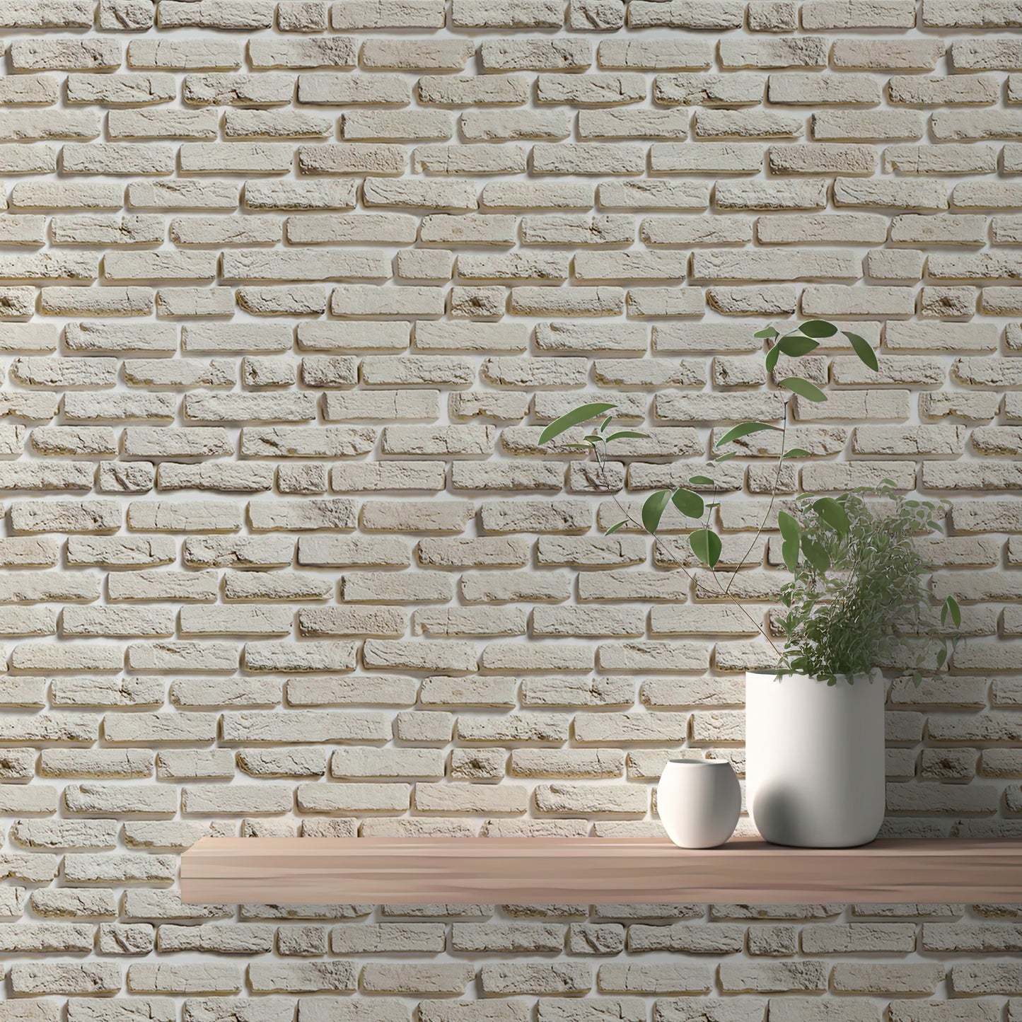 Old Vintage White Color Brick Wallpaper For Walls
