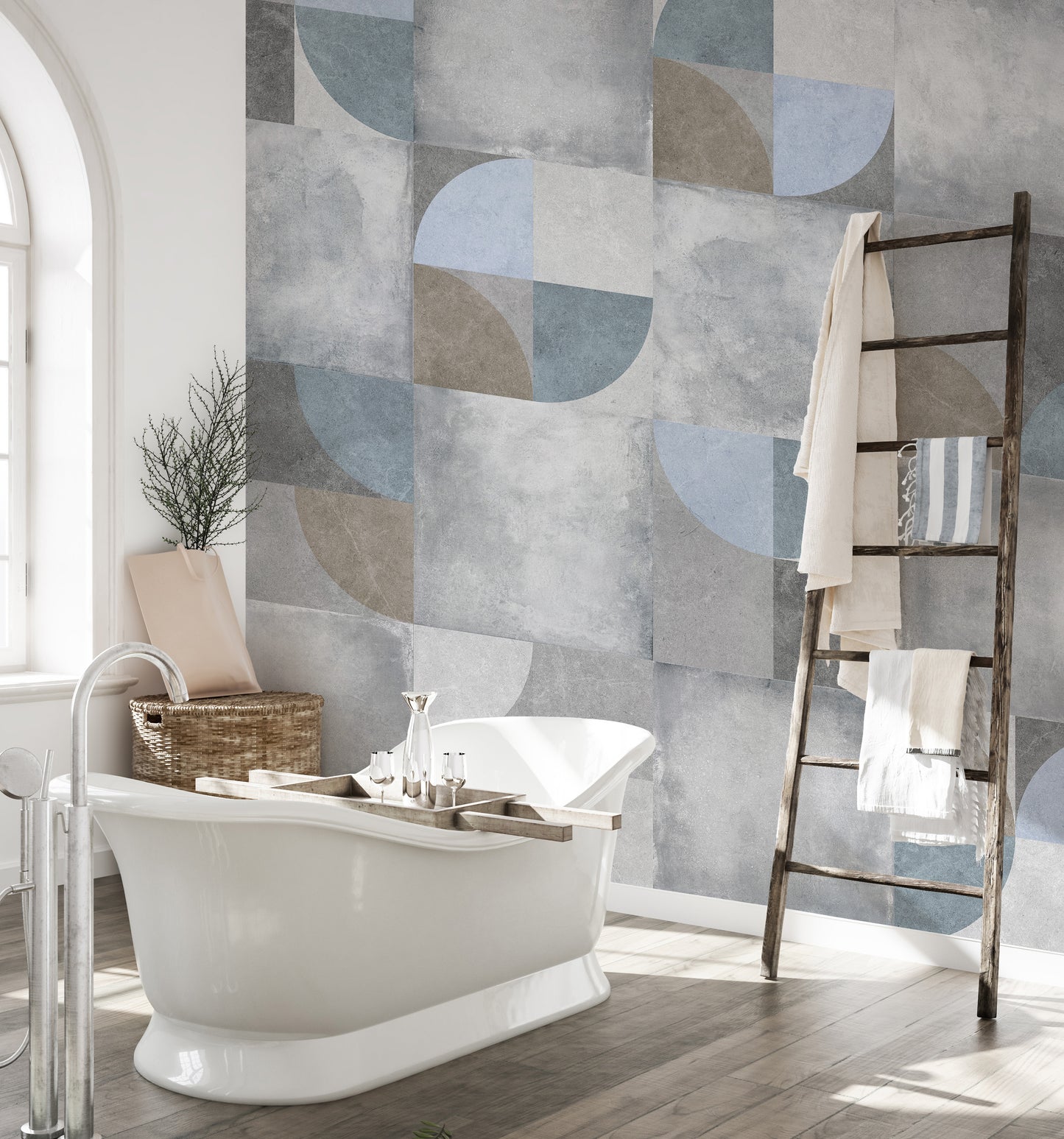 Abstract contemporary circles wall mural art
