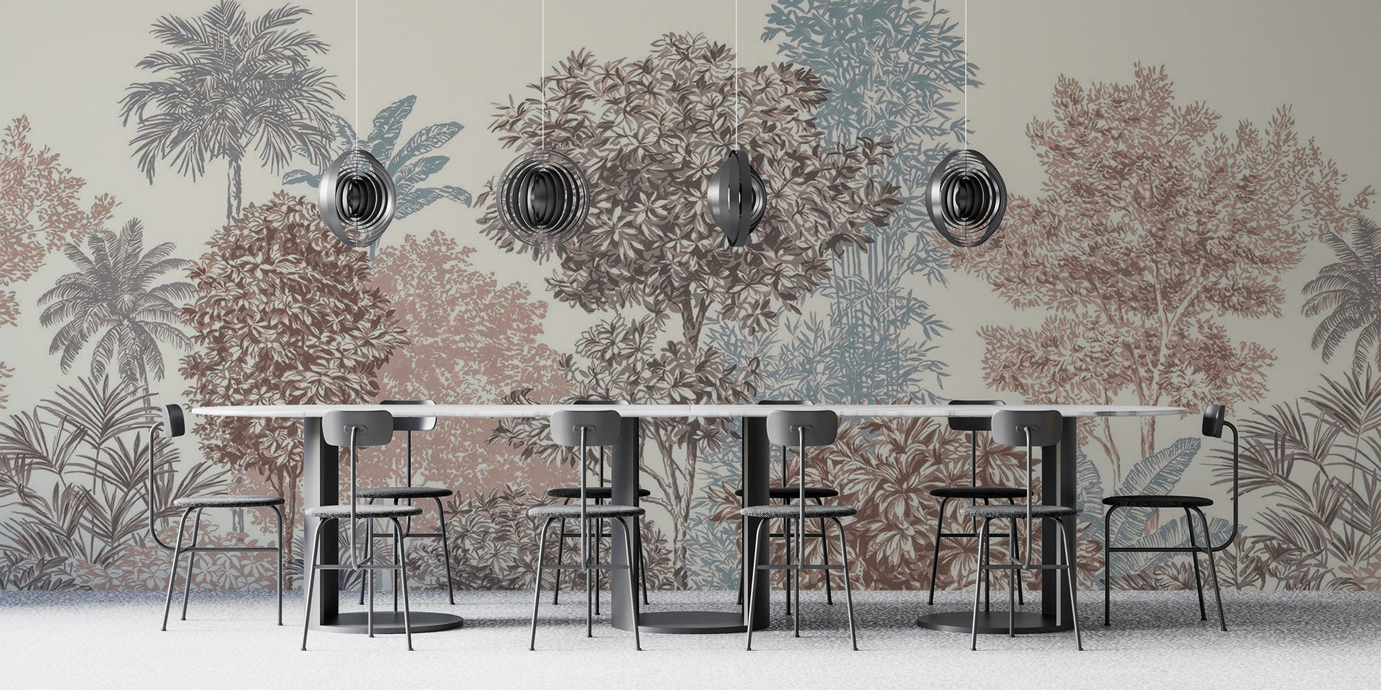 Scenic trees mural with harmonious design for walls
