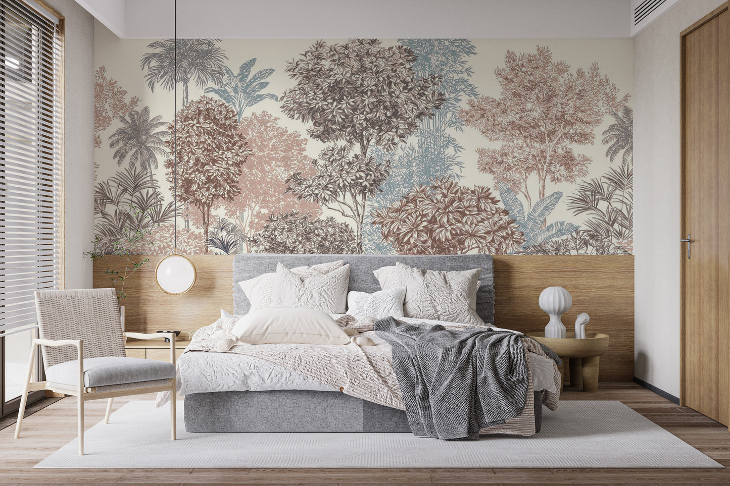 Artistic trees harmony mural for peaceful interiors
