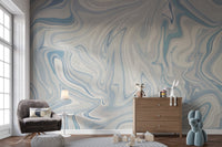 Elegant misty blue Klint mural for tranquil interiors