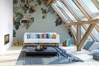 Vintage green fig tree mural for nature-inspired interiors
