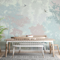 Enchanted forest wallpaper mural with charming woodland creatures
