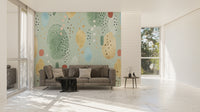 Abstract green wallpaper mural statement piece
