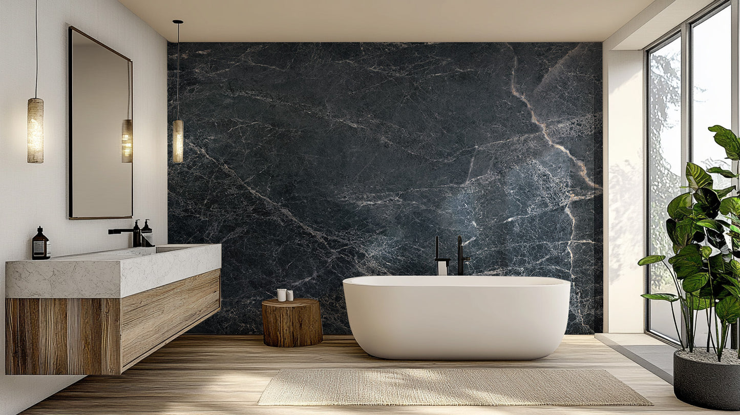 Sophisticated midnight marble wall mural
