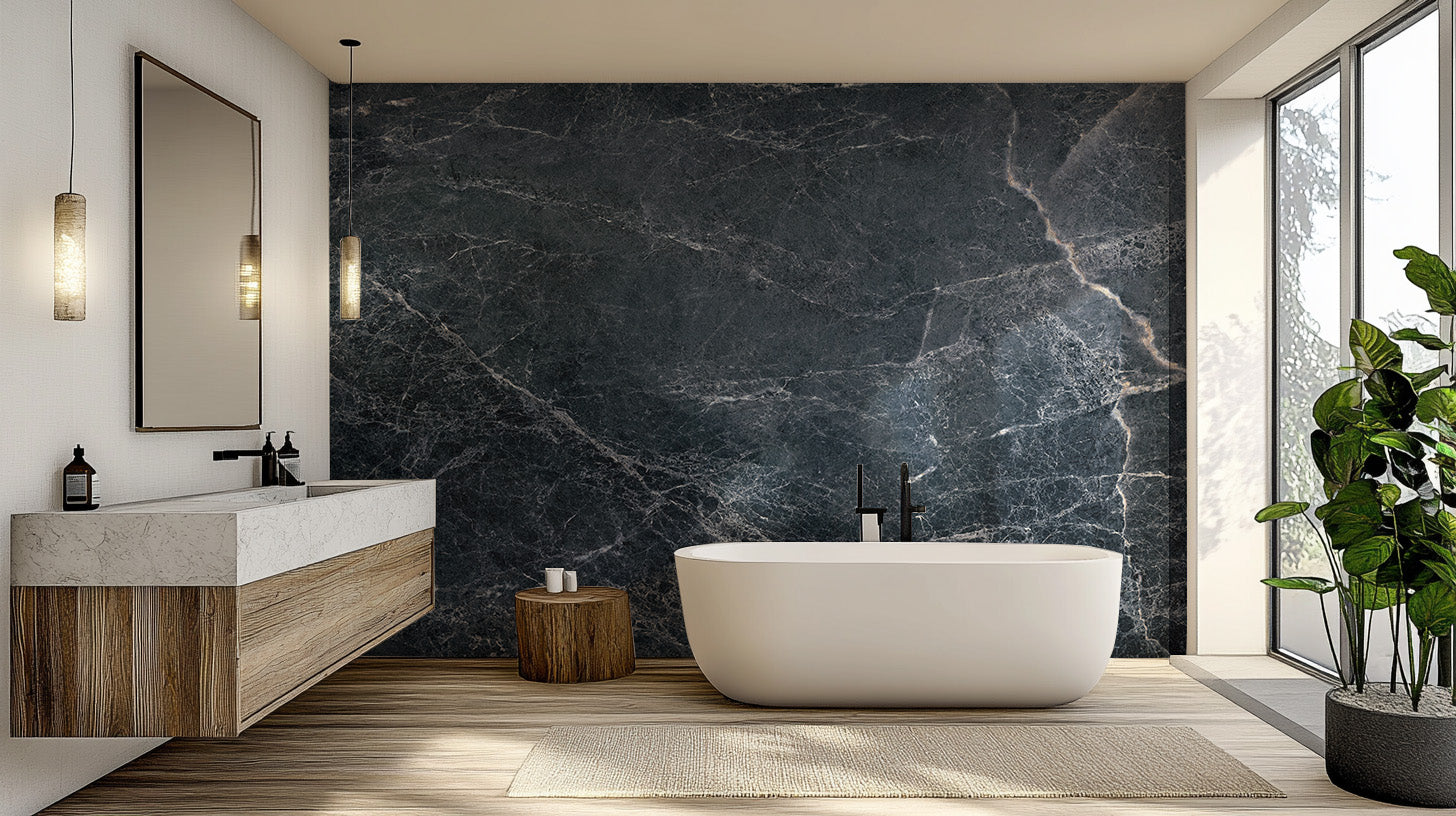 Sophisticated midnight marble wall mural
