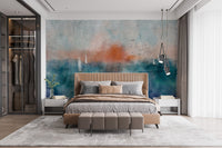Sunset Ocean Watercolor Wallpaper Mural