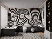 Black and white wavy illusion wallpaper for modern walls
