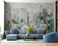 Sun-baked cactus mural design