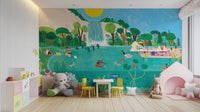 Create a happy atmosphere with Sunny Picnic Wall Mural