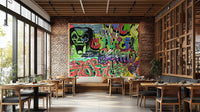 Artistic graffiti-inspired street art wallpaper
