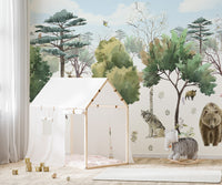 Nature-inspired mural with woodland creatures
