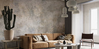 Rustic cement mural for minimalist rooms
