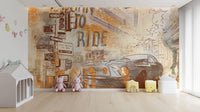 Vintage Mustang Wall Mural for a cool, retro touch