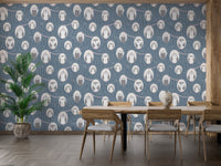 Repeating pattern wallpaper with owls and tree designs for kids' rooms