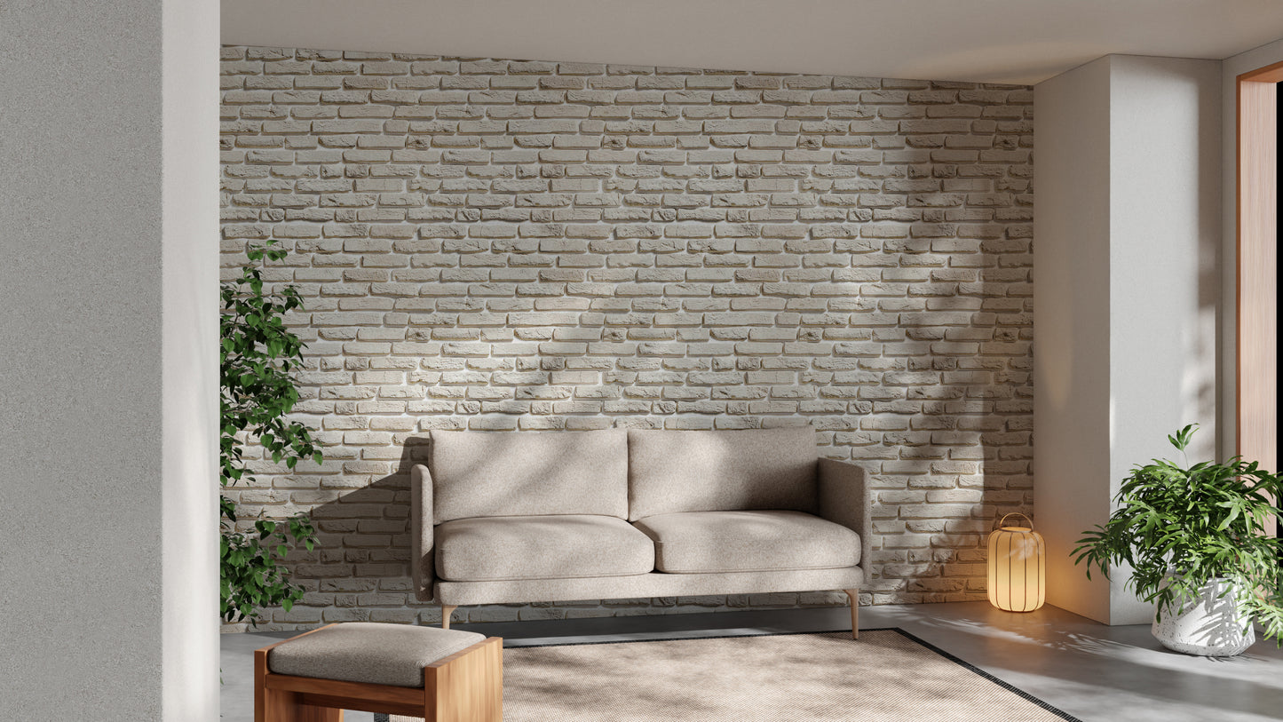 Old Vintage White Color Brick Wallpaper For Walls
