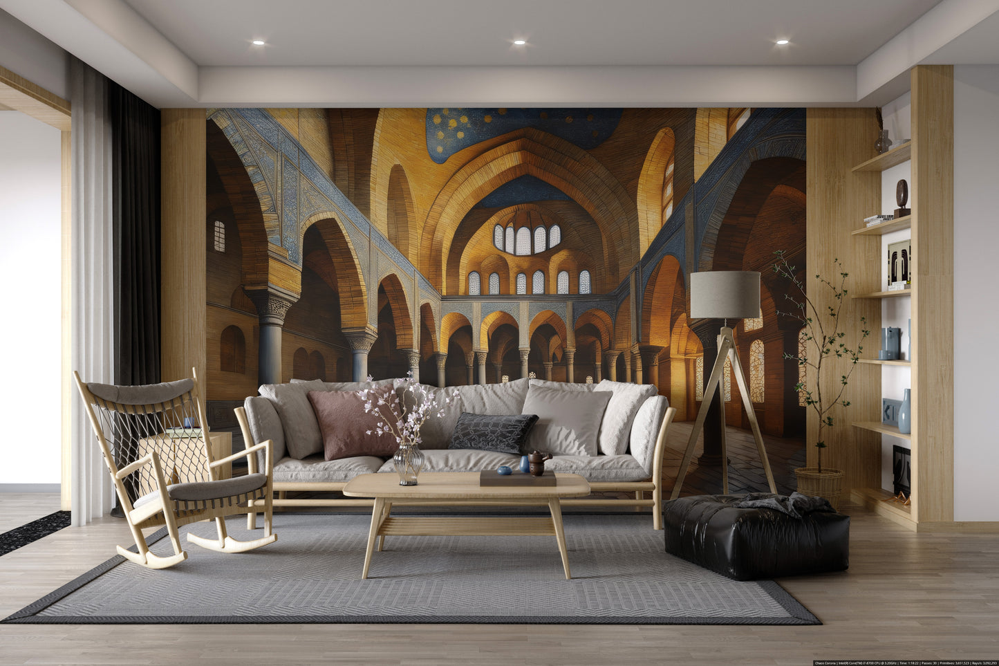 Grand architectural arches wallpaper design

