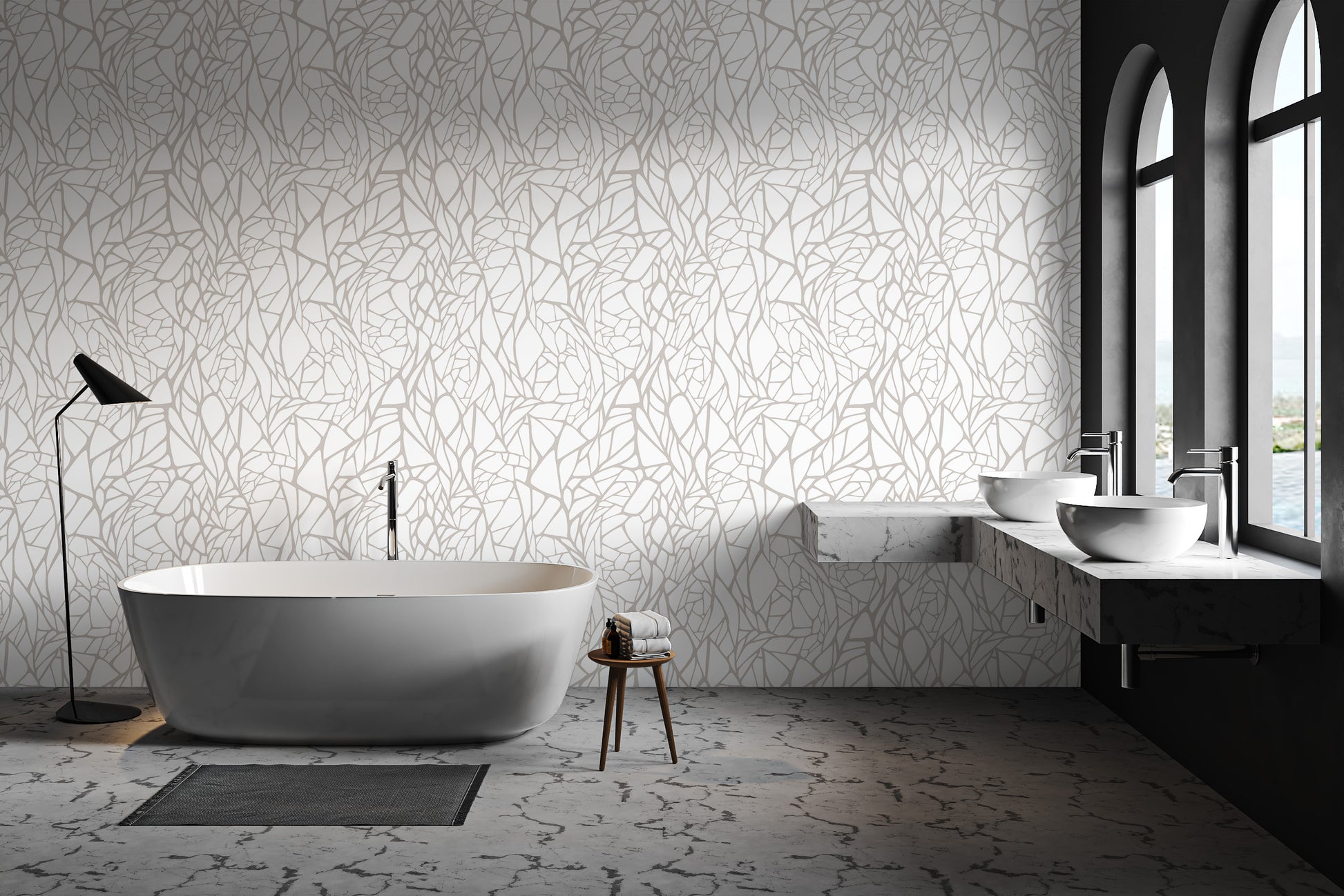 Elegant linear pattern wall covering
